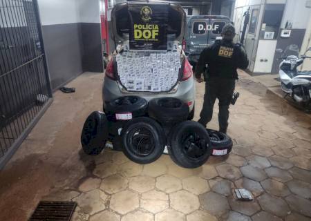 Veículo carregado com cigarros e pneus do Paraguai é apreendido pelo DOF em Sidrolândia